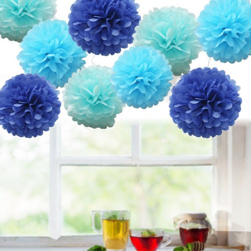 9 Pack Mixed Tissue Paper Pompoms Pom Poms Hanging Garland Wedding Party Decor 