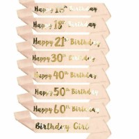 Happy Birthday Sash 16/18/21st/30/50/60th Birthday Girl Sashes Rose Gold Party