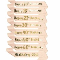 Happy Birthday Sash 16/18/21st/30/50/60th Birthday Girl Sashes Rose Gold Party